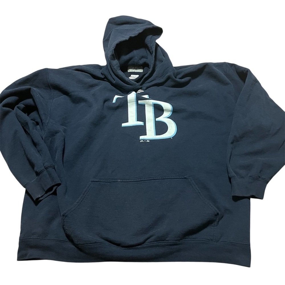 Tampa Bay Rays Oversized Dark Blue Hoodie Distressed and Well Worn Size XXL